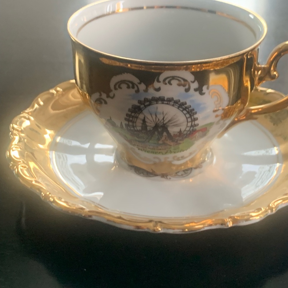 Vintage Lelfmann Weidner Bavaria  Tea Cup And Saucer 24 carats gold